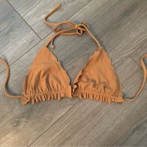 Boys + Arrows Tan Scalloped Bikini Top